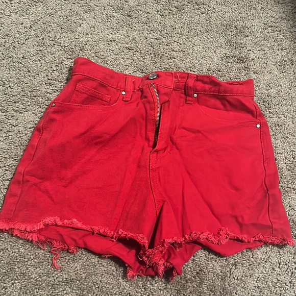 PrettyLittleThing | Shorts | Pretty Little Thing Red Jean Shorts | Poshmark